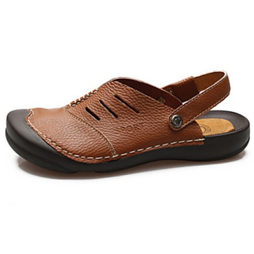 Men's Shoes Office & Career/Casual Leather Clogs & Mules Black/Brown/Yellow/White/Beige  